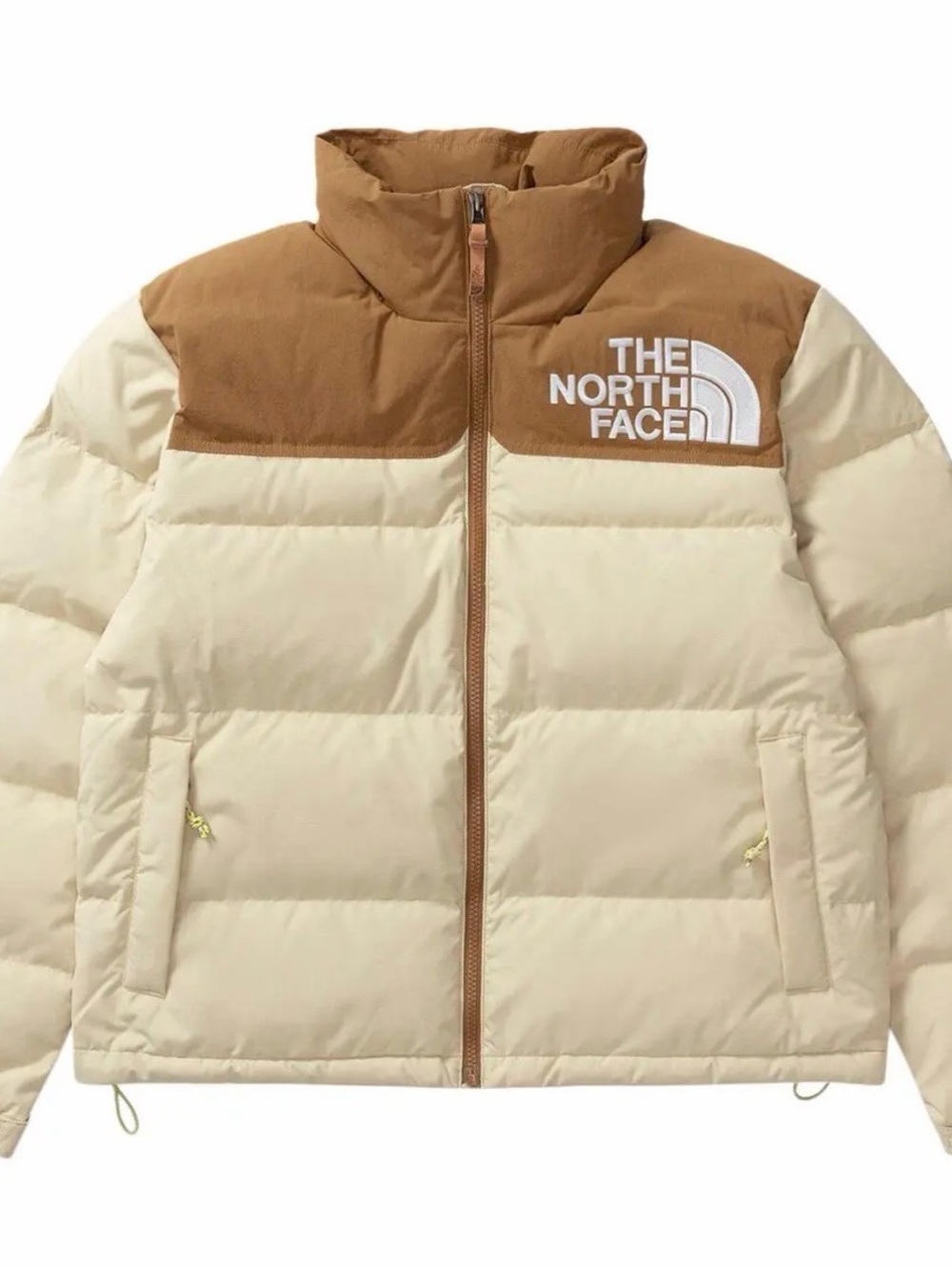 The North Face 92 Low-Fi Hi-Tek Nuptse down puffer jacket in beige and utility b - Picture 6 of 12